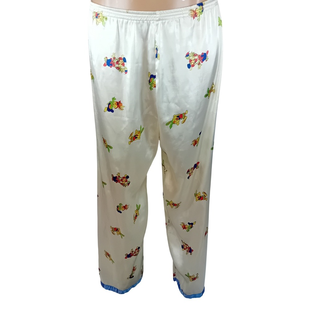 VTG 90s Novelty Clown Jester Rabbit Satin Pajama Pants Clowncore Kidcore Fits L